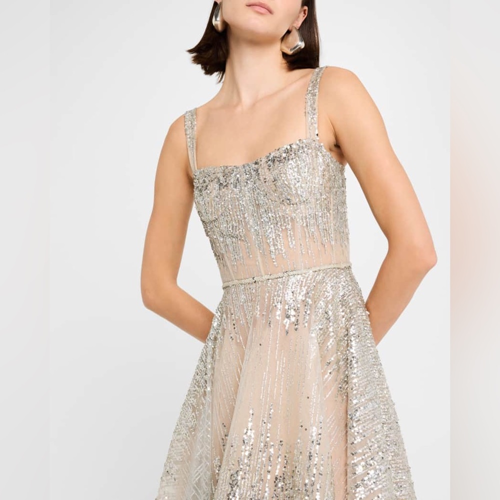Bronx and Banco Silver Sequin A-Line Midi Prom Dress - Picture 8 of 16